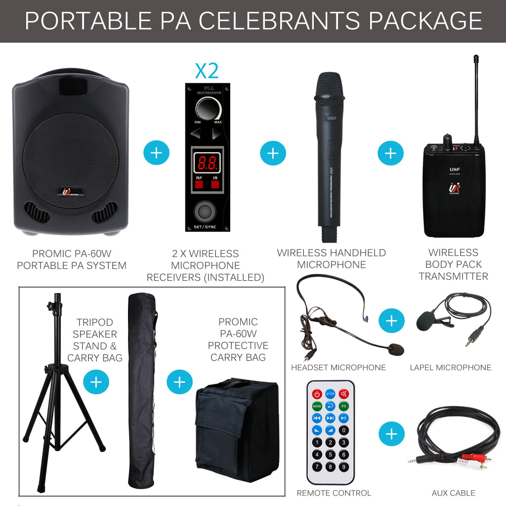 Promic PA-60W Portable PA Celebrants Package
