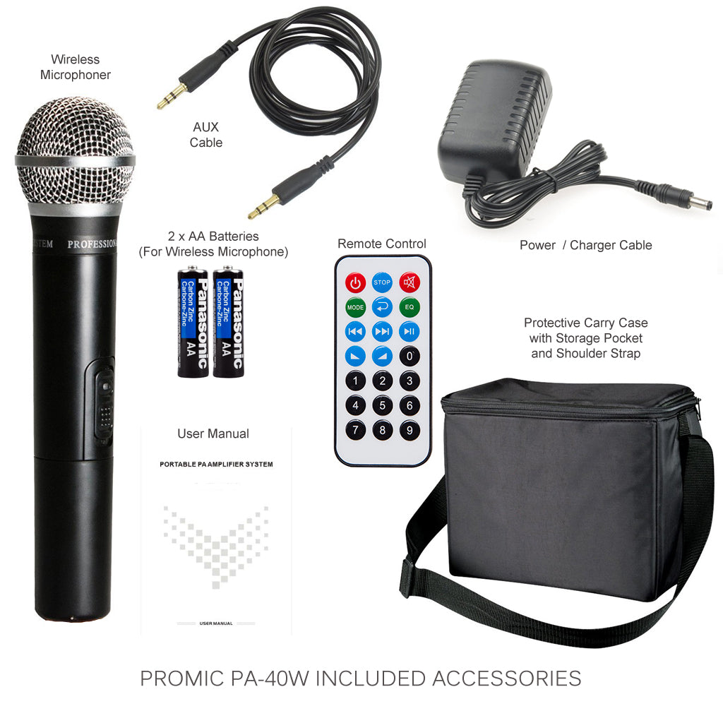 Promic PA-40W Portable Wireless PA System